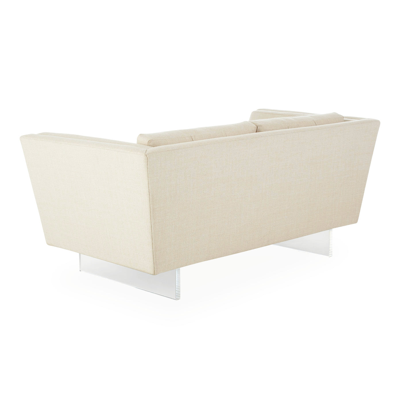 sebastian apartment sofa deluxe linen acrylic base - angle back view