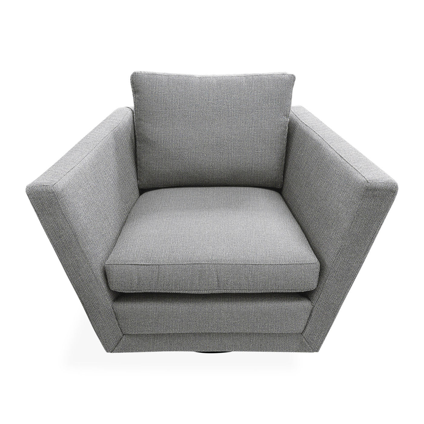 Gray armchair with a cushion on a white background