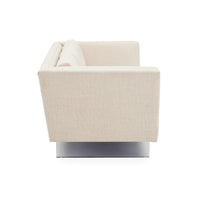 sebastian sofa deluxe linen acrylic sleigh legs - back view