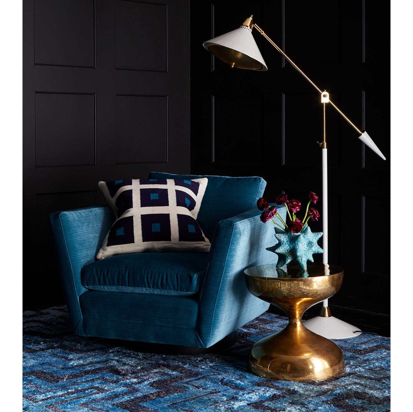 sebastian swivel chair brighton linen bacharach sofa alphaville cocktail table living room - styled view