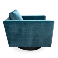 sebastian swivel chair brighton linen natural maple wood base - front view