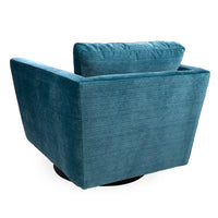 sebastian swivel chair brighton linen natural maple wood base - side view