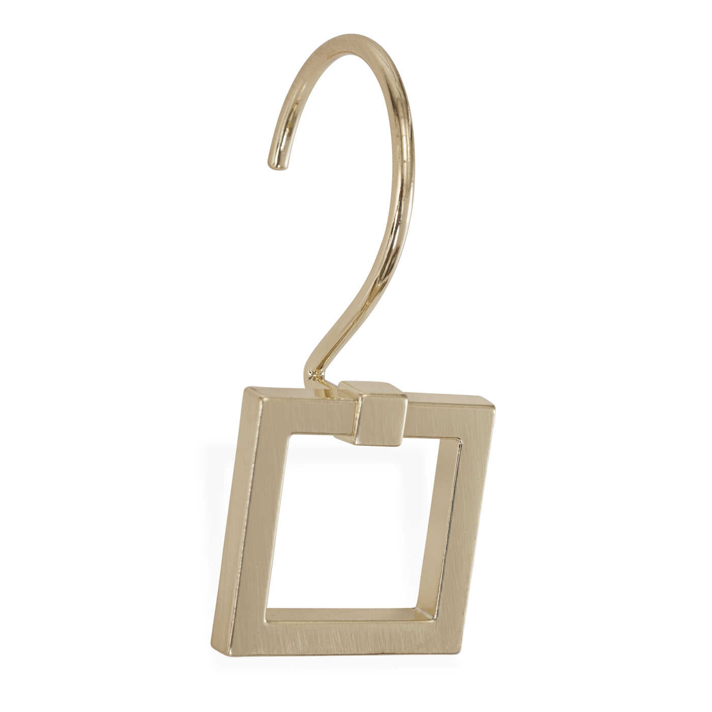 square door knocker shower hooks matte brass - angle view