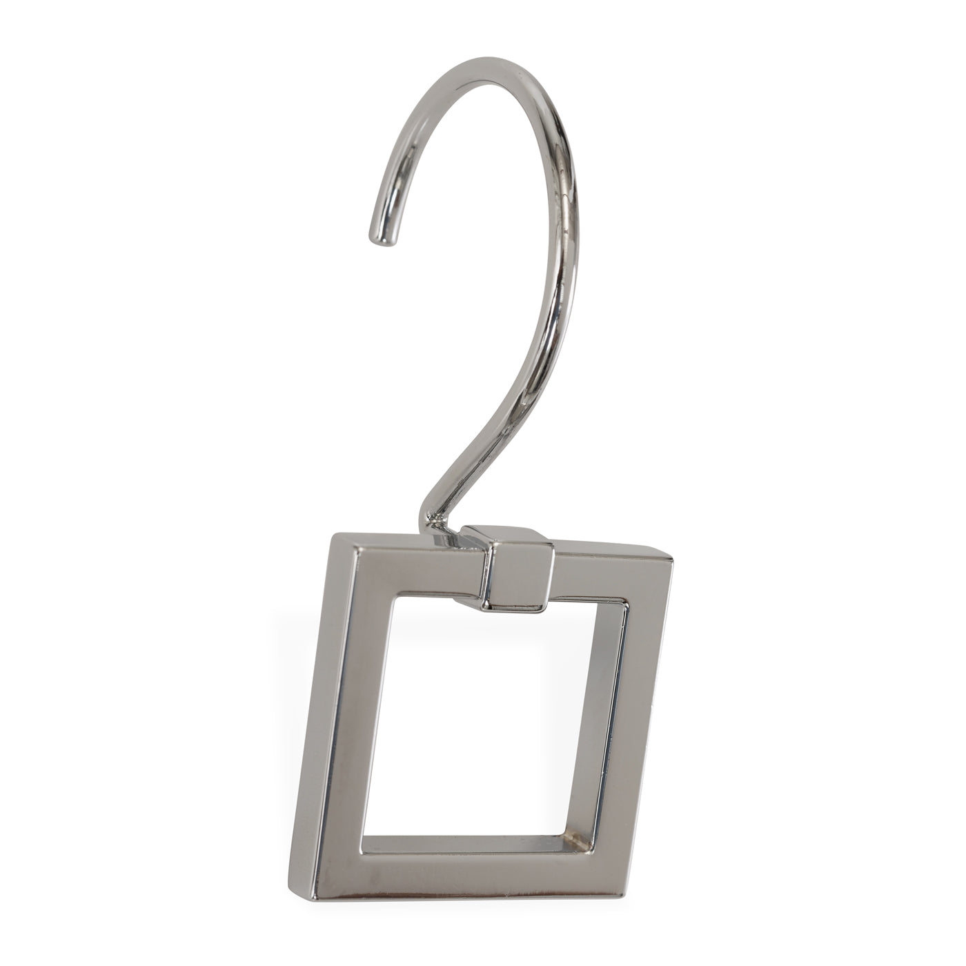 square door knocker shower hooks polished nickel - angle view