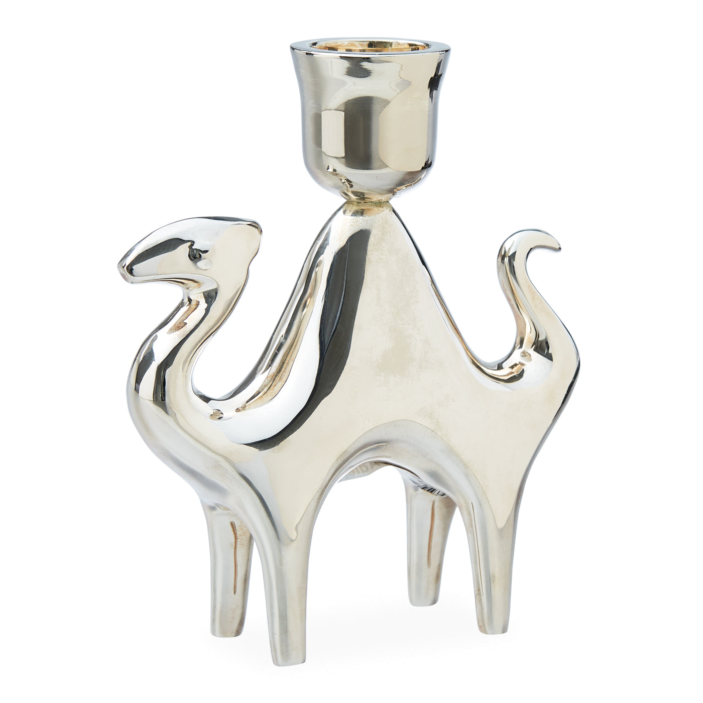 silver-plated camel candle holder - front view