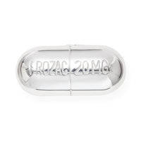 prozac pill box silver plated - front view