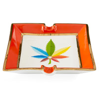 sinsemilla square ashtray porcelain orange - front view