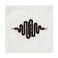snake cocktail napkin black and white - front view
