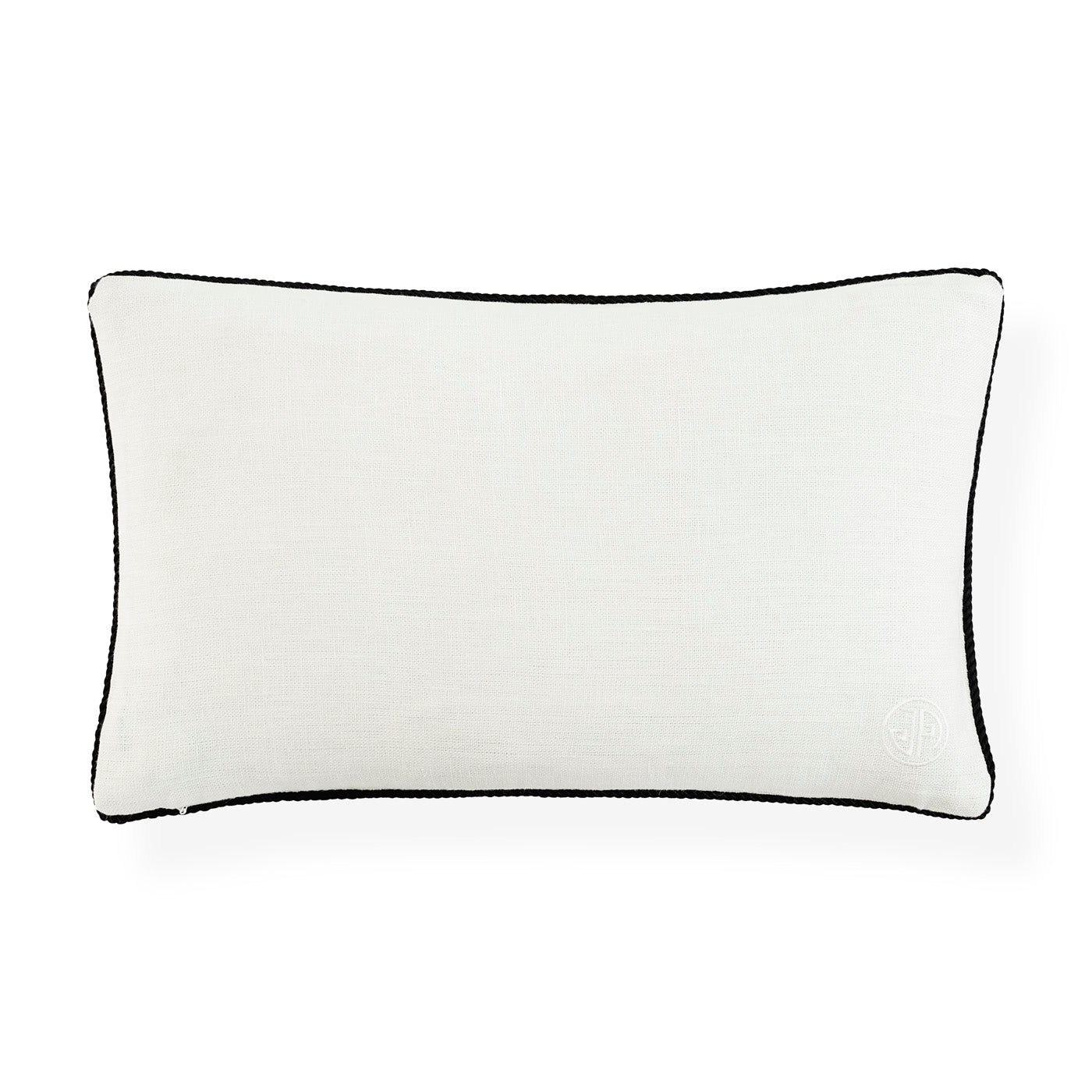 snake embroidered pillow black and white - back view