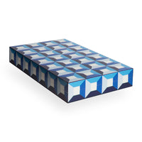 sorrento backgammon set lacquer blue closed with chips - angle view
