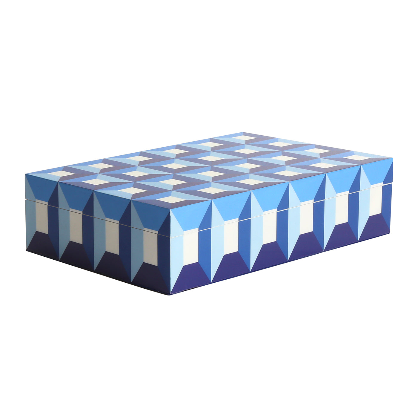 sorrento lacquer box large blue open left - front view