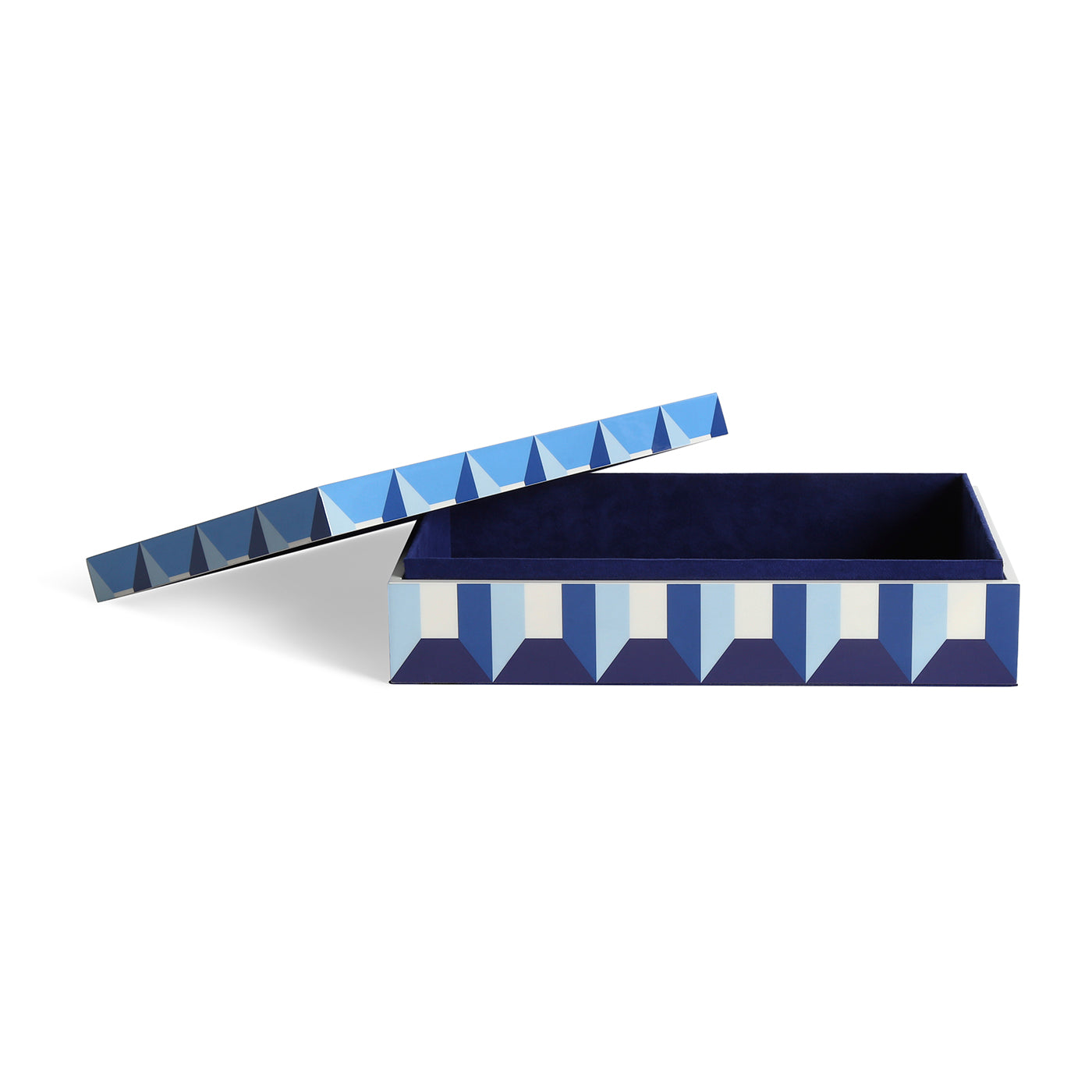sorrento lacquer box large blue open right - front view