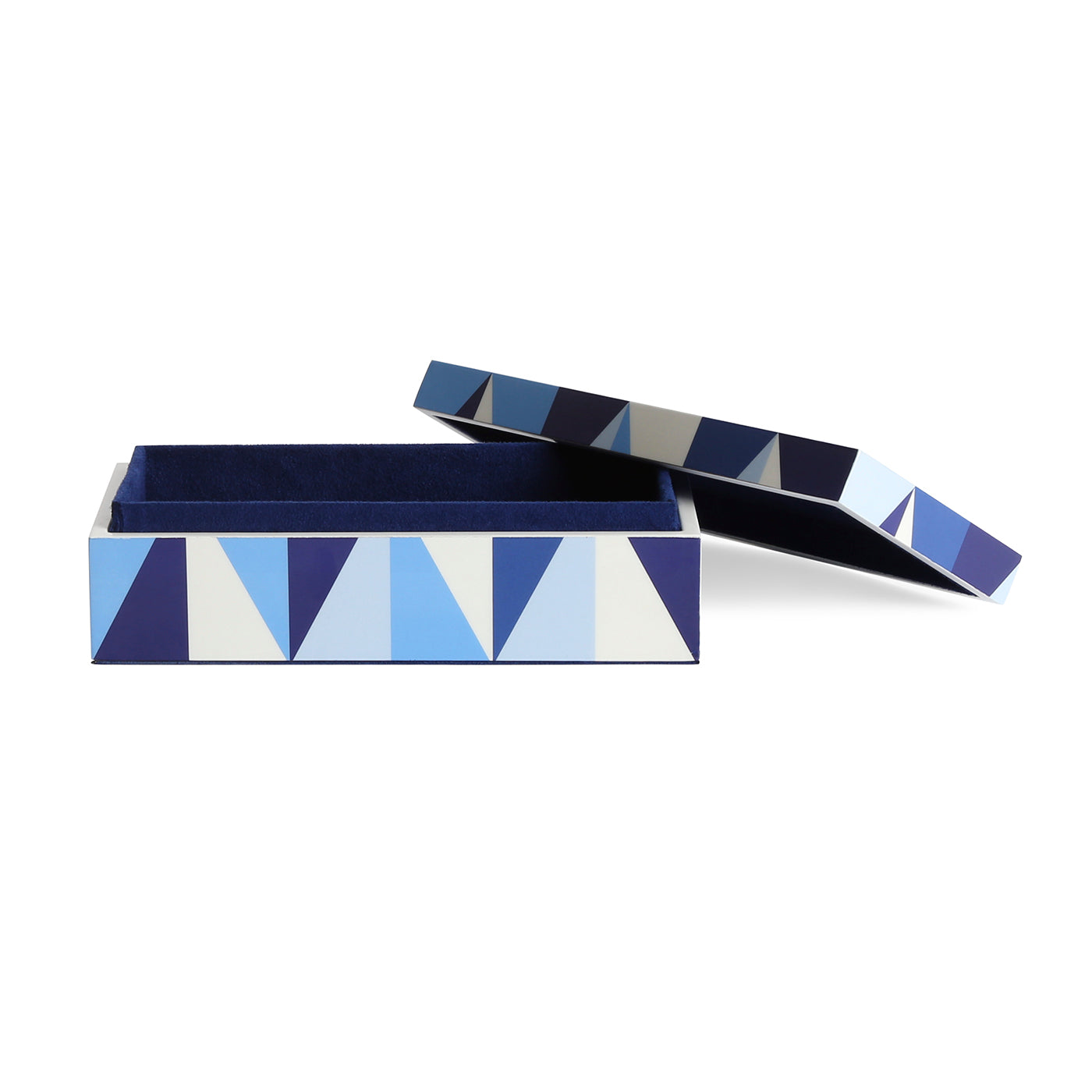 sorrento lacquer box small blue open right - front view