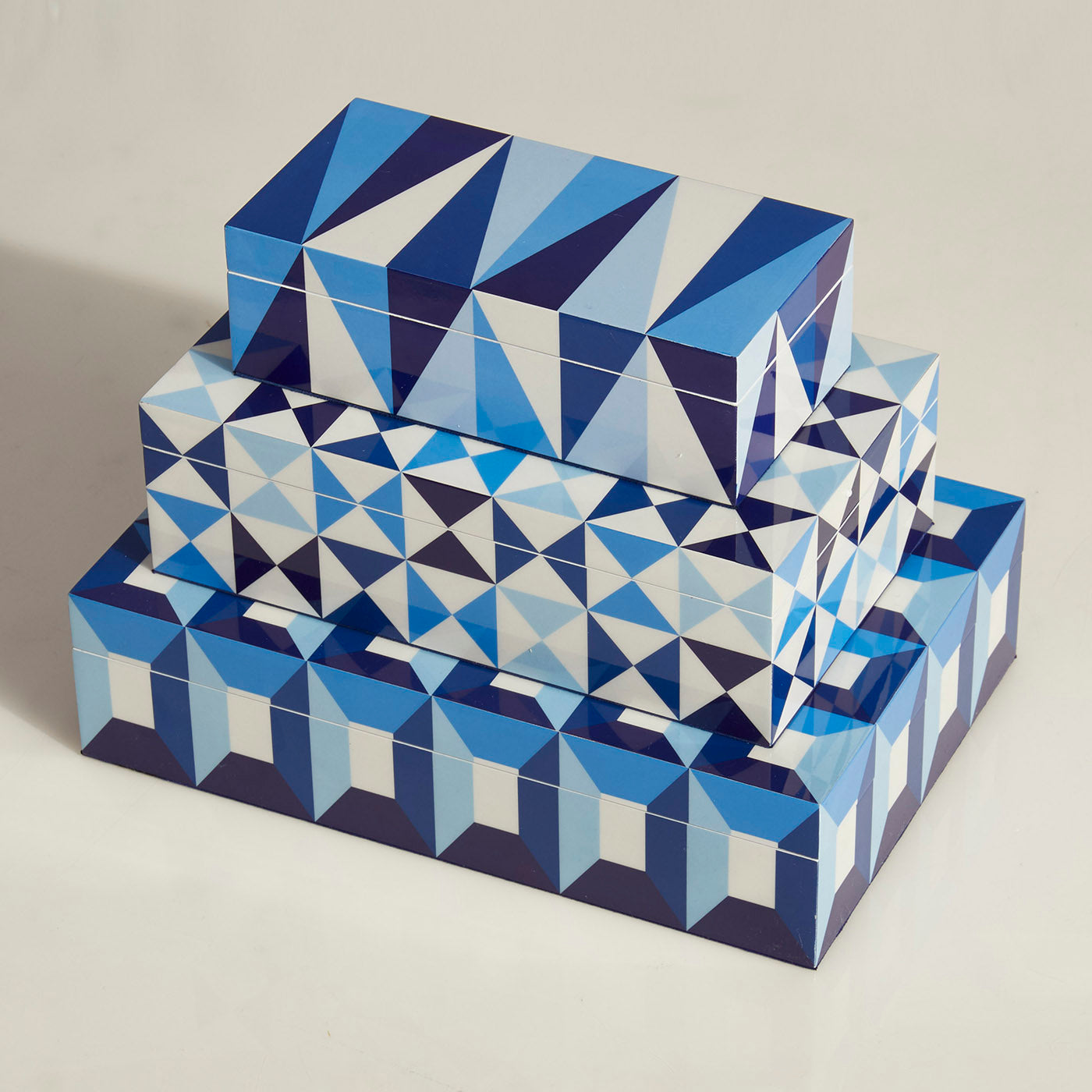 sorrento lacquer boxes with blue decor collection - styled view