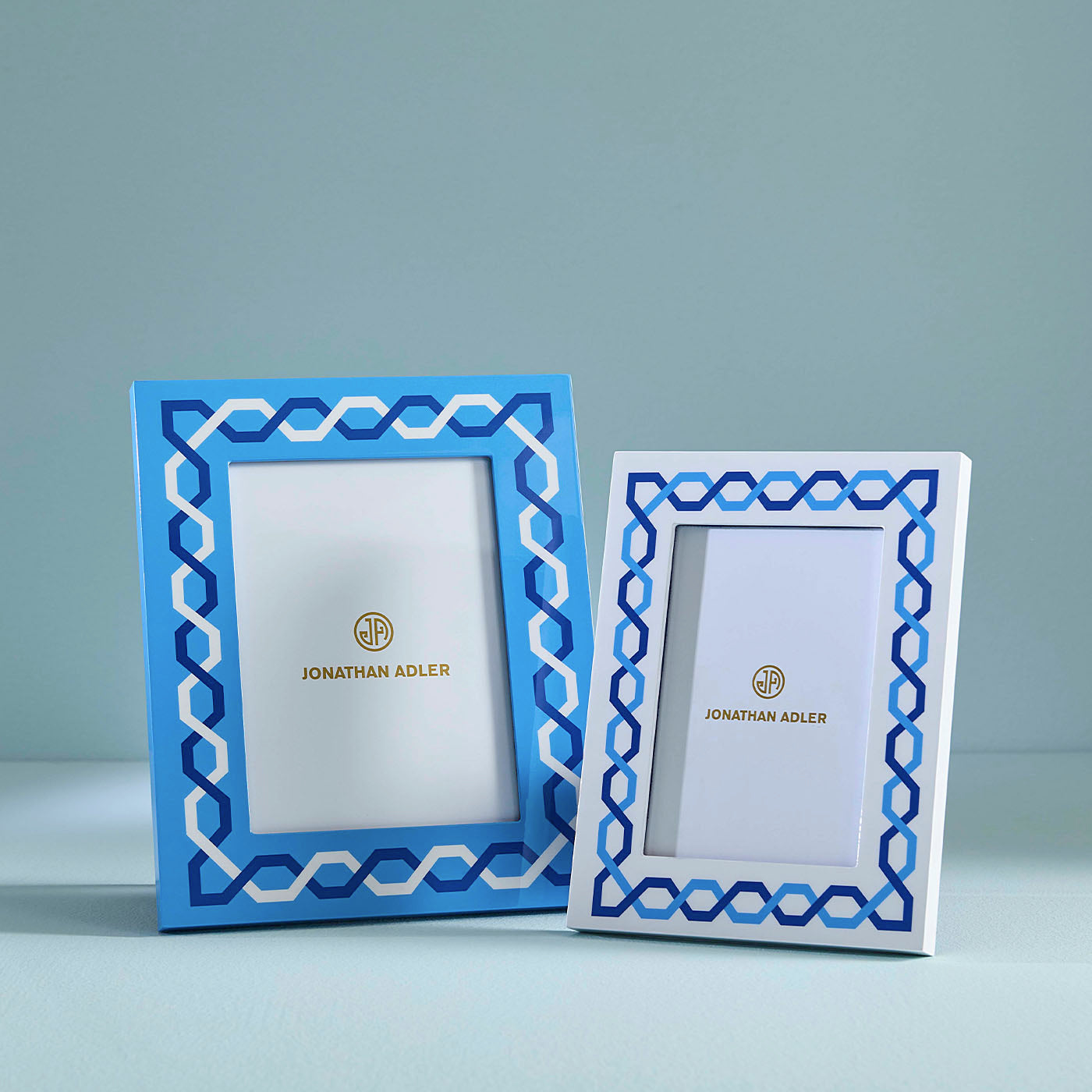 Perimeter 5 x 7 Frame in Leather with Brass Accents | Jonathan Adler