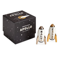 apollo salt and pepper set porcelain black white gold with box - angle view 1