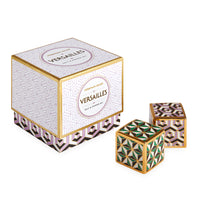 versailles salt and pepper set porcelain purple green with box - angle view