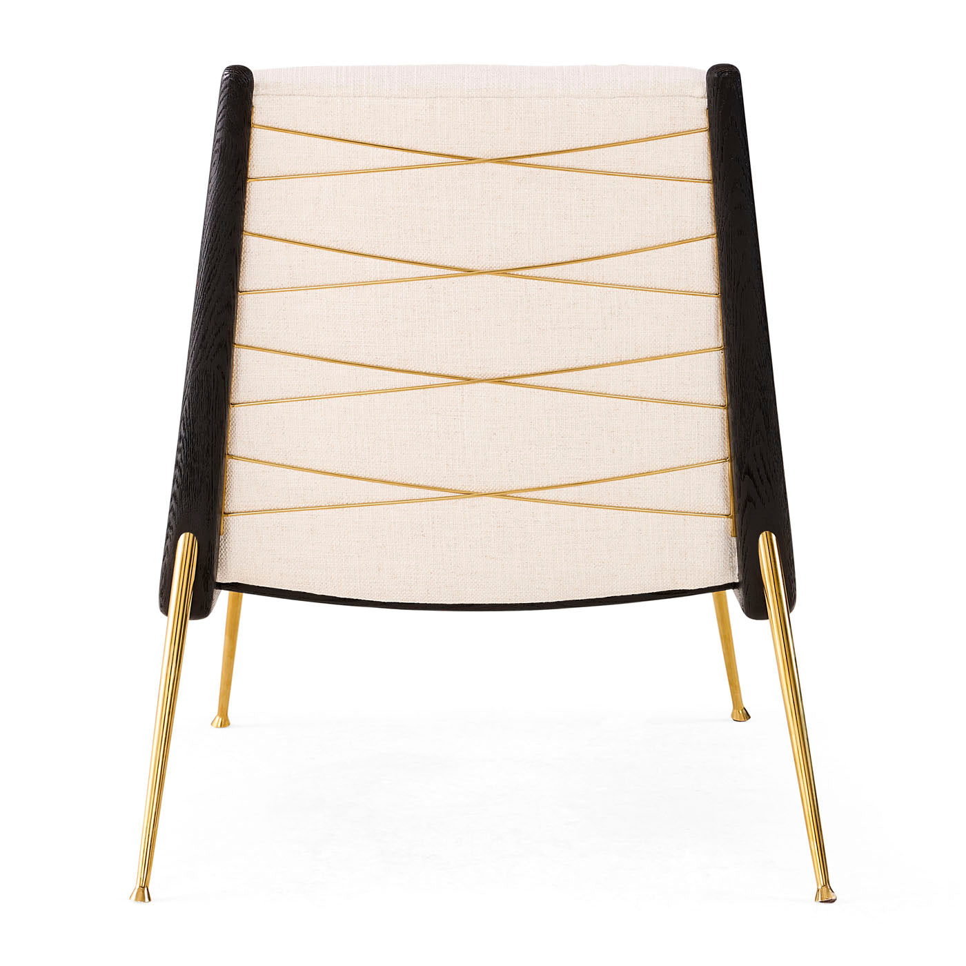 Modern chair with black and gold design on a white background