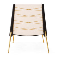 Modern chair with black and gold design on a white background