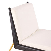Chair with white cushion and dark wooden frame on a white background