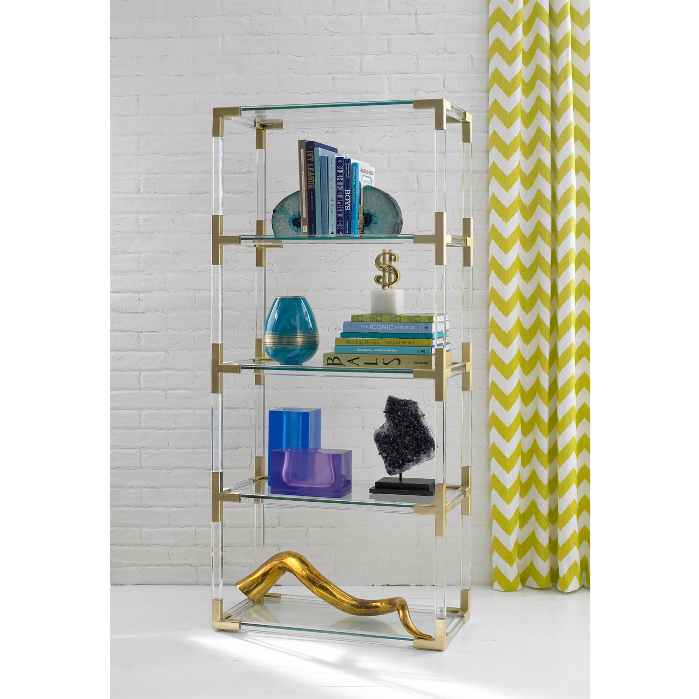 jacques etagere brass - styled view 1