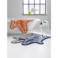 reversible zebra bathmat navy - styled view