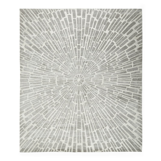 sunburst hand-knotted rug grey - front view