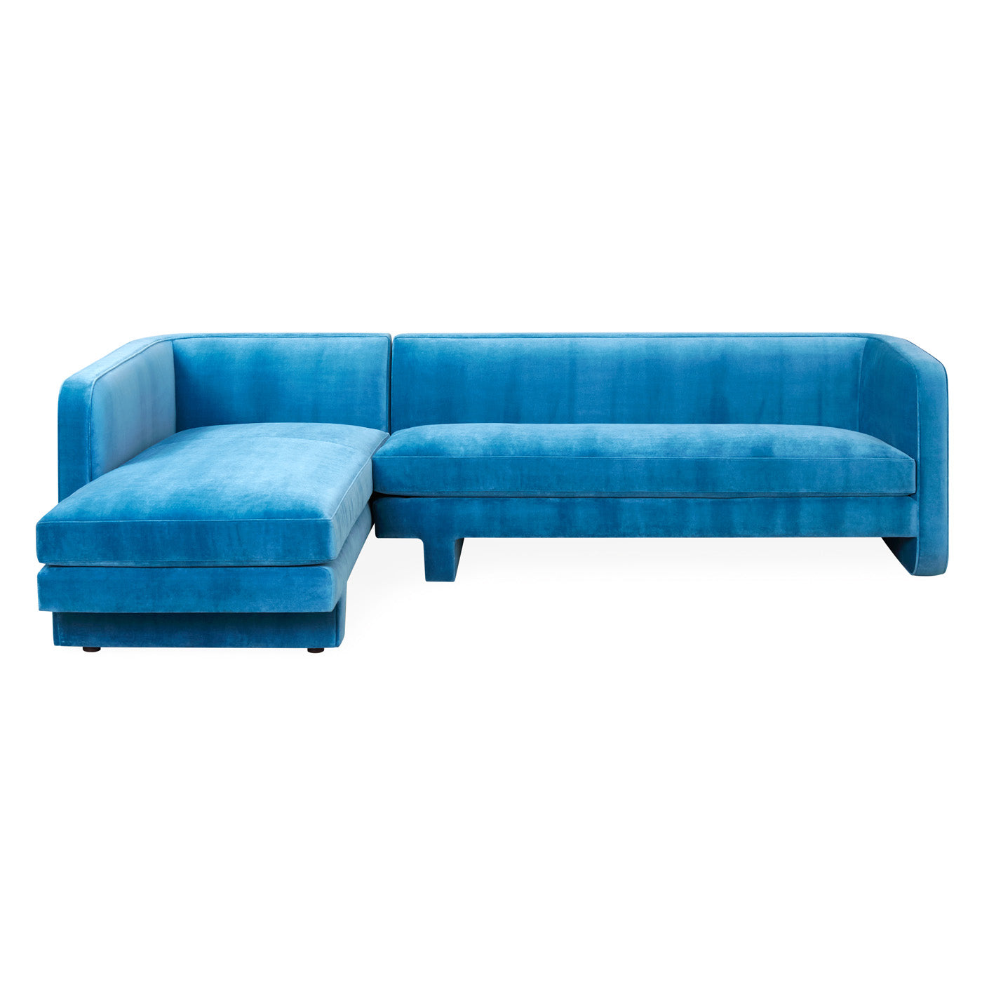 sunset sectional left arm facing venice azure velvet - front view