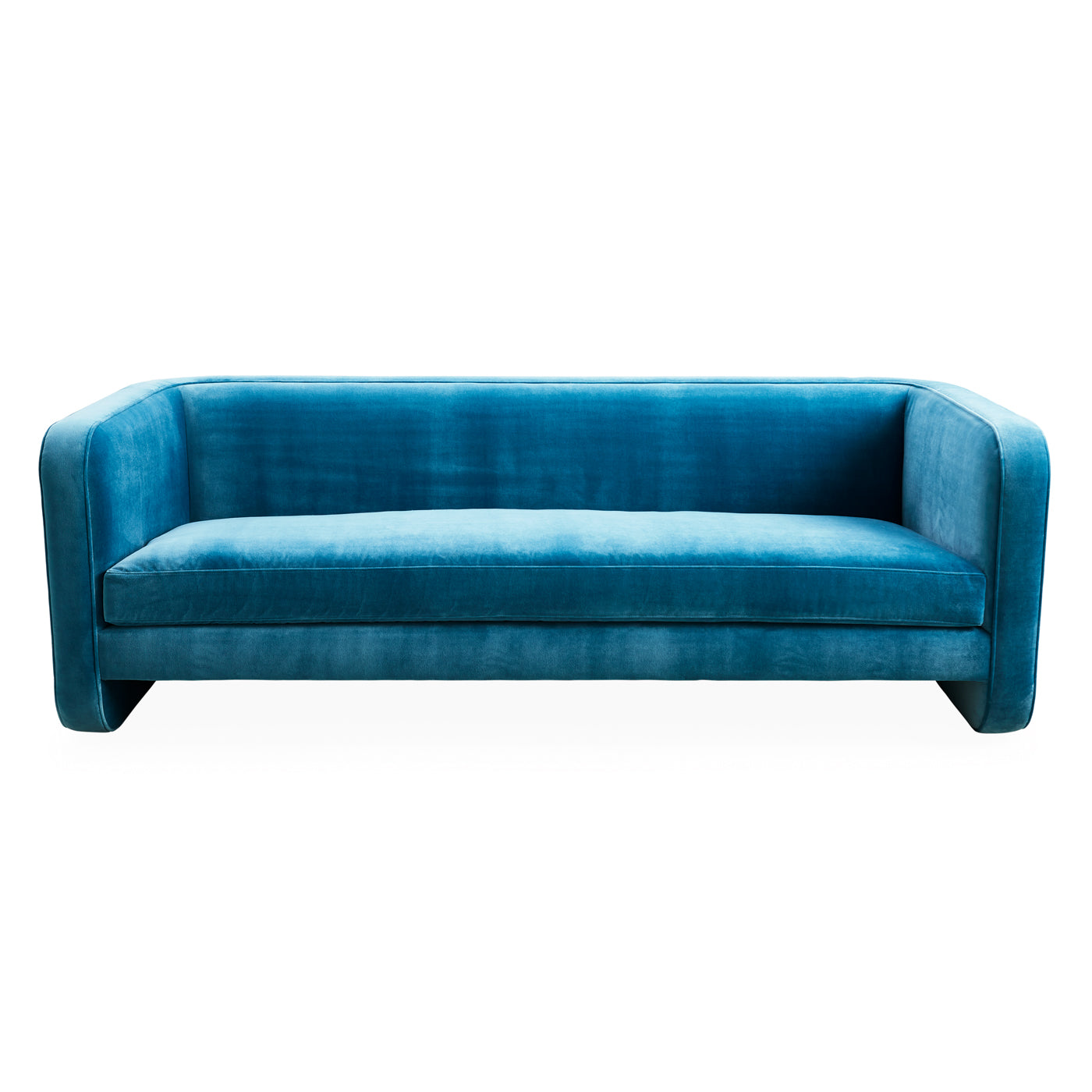 sunset sofa venice azure blue velvet - front view