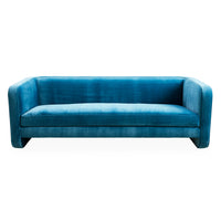 sunset sofa venice azure blue velvet - front view
