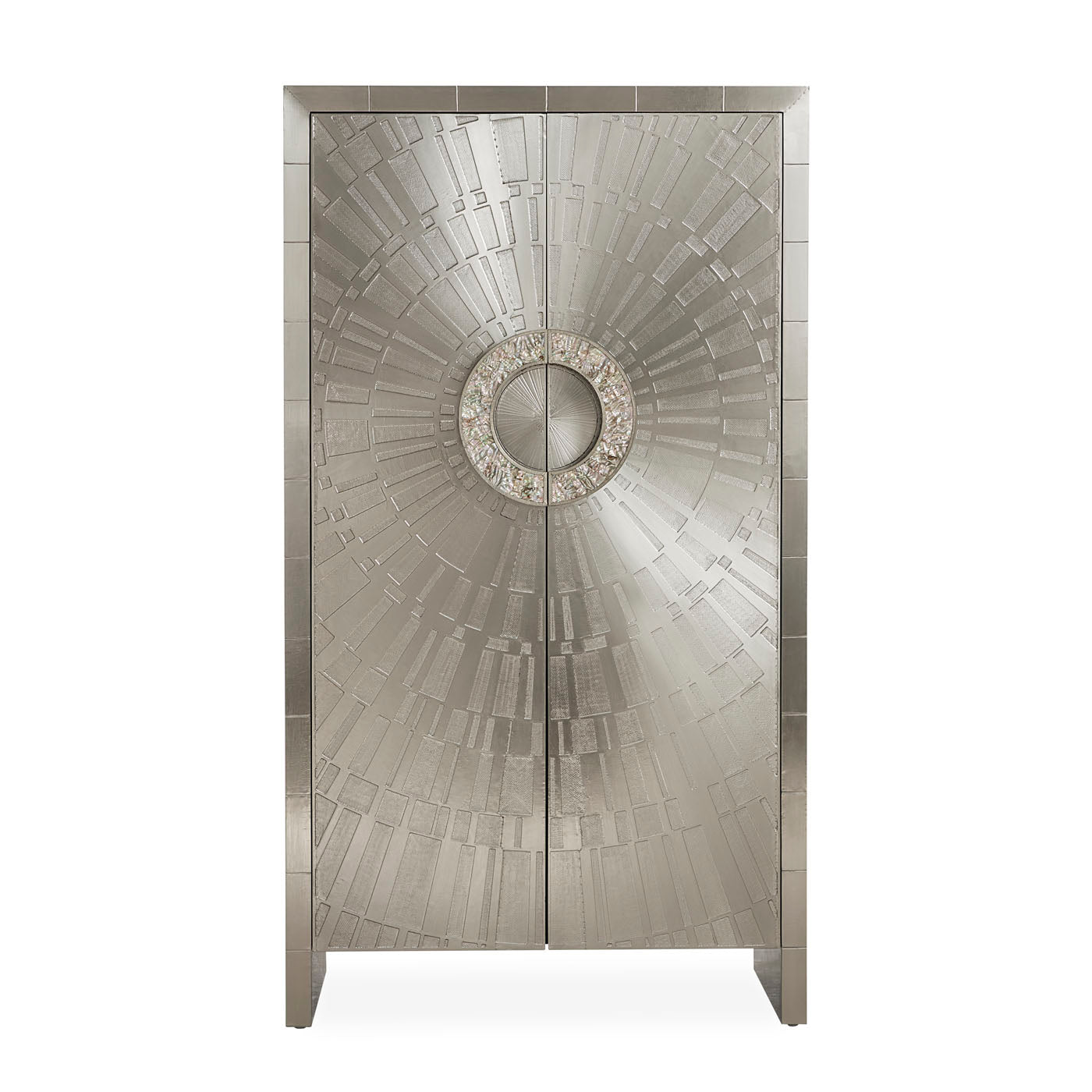 talitha armoire hand-stamped nickel abalone handles - front view
