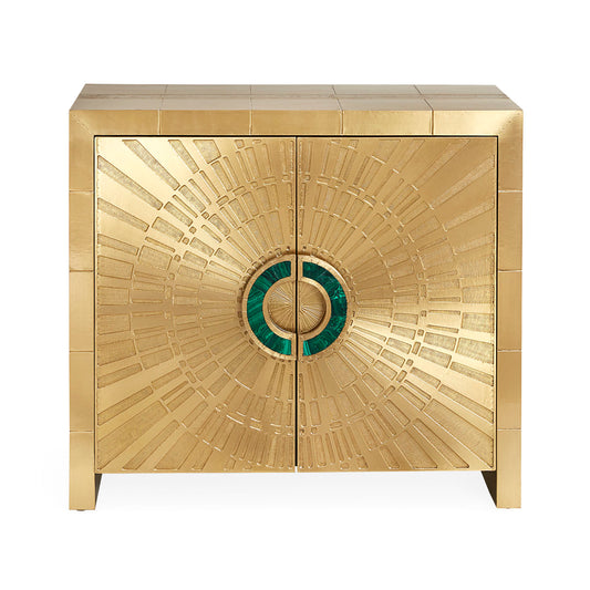 talitha cabinet brass hand-stamped malachite handles - front view