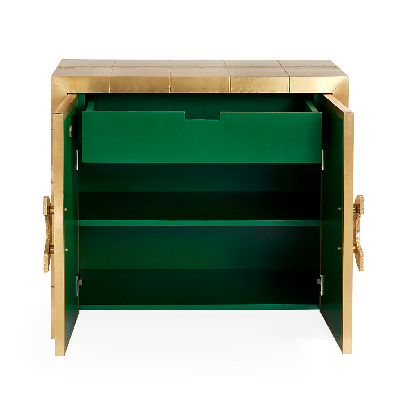 talitha cabinet brass open - front view 3