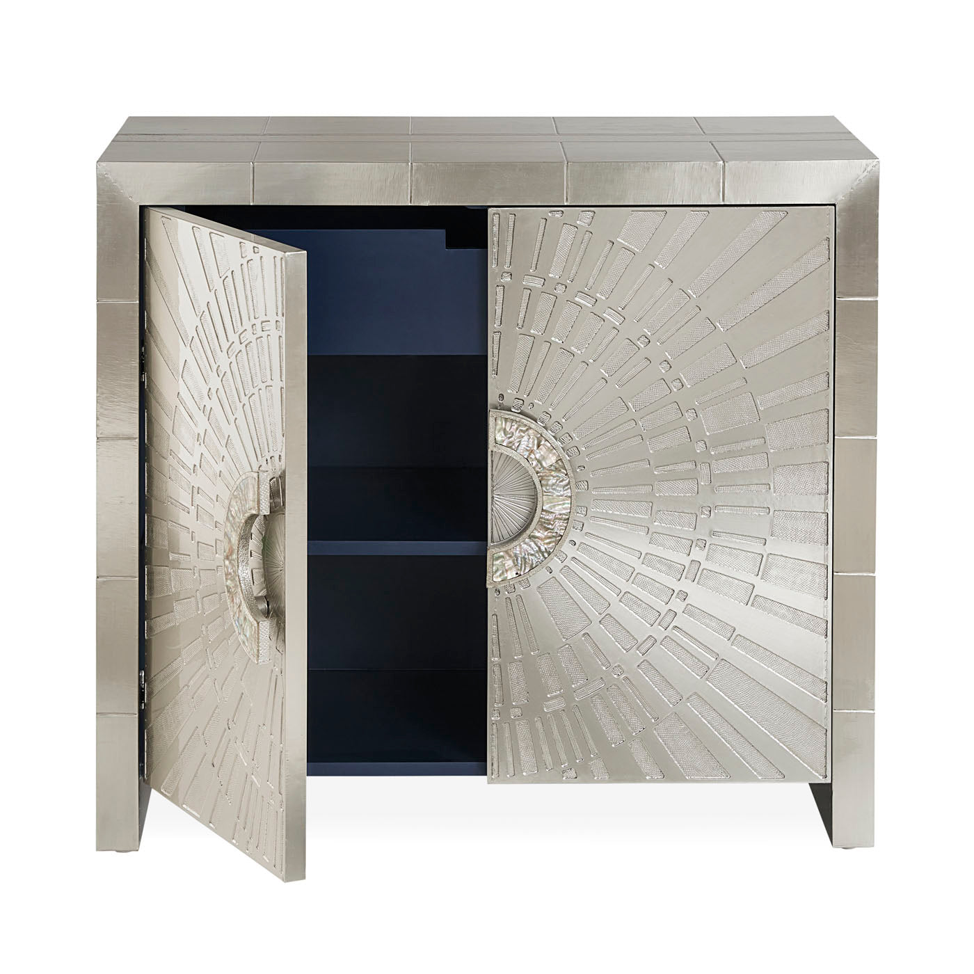 talitha cabinet nickel open - front view 1