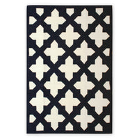 talitha reversible peruvian flat weave rug navy - front view