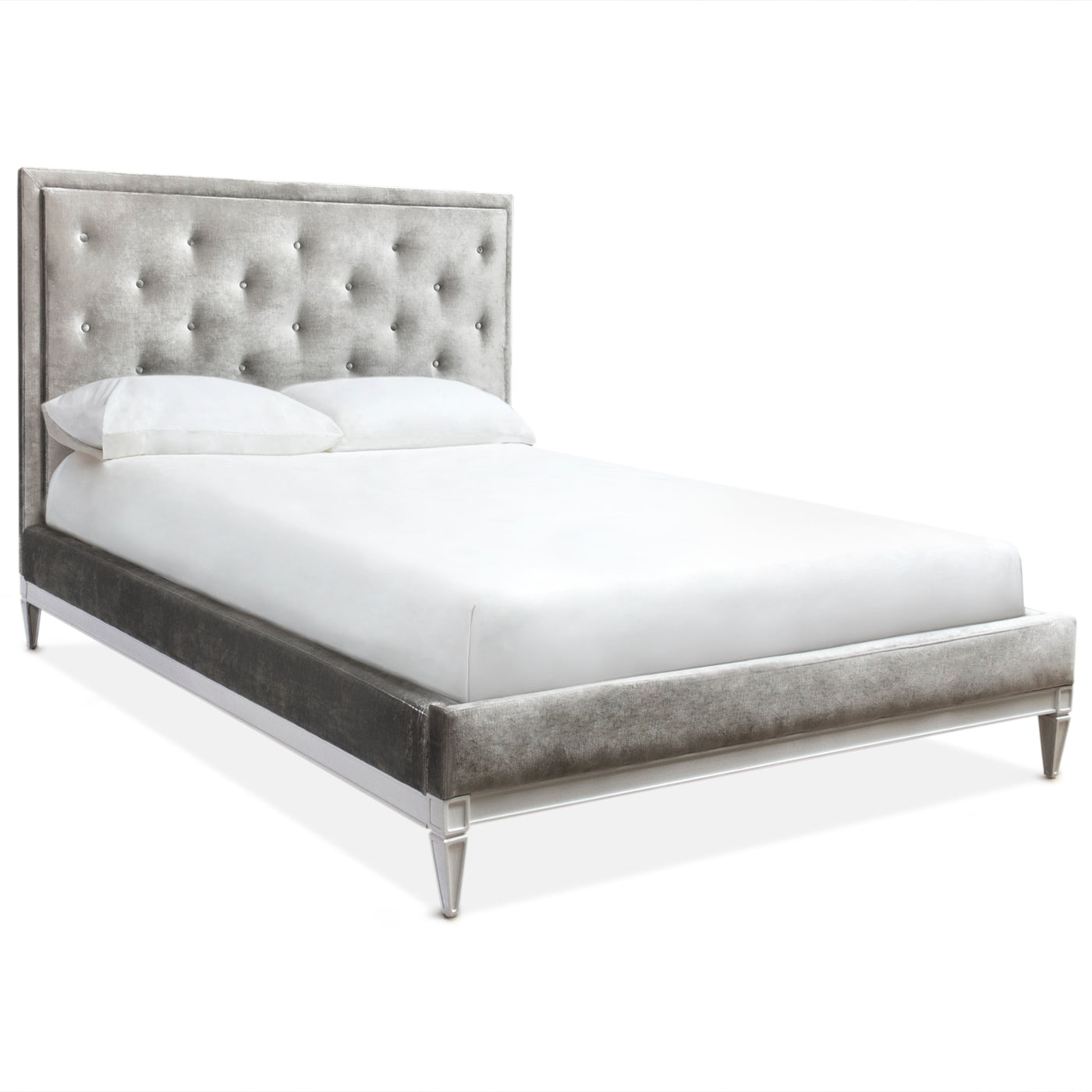 lampert king bed brussels charcoal velvet white base - angle view