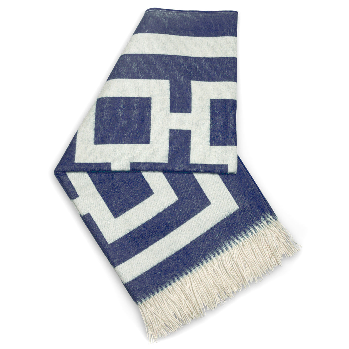 nixon baby alpaca throw navy white folded - front view