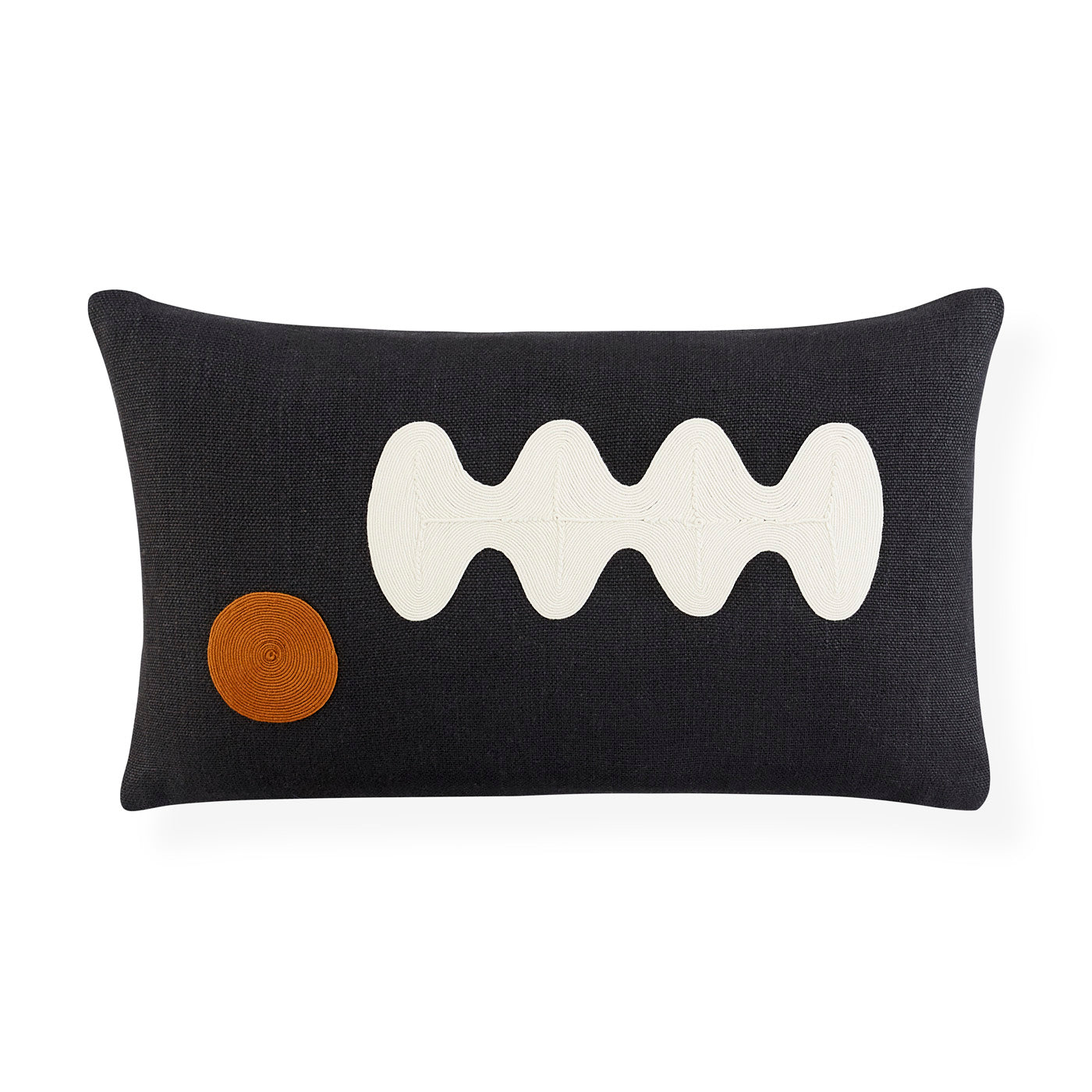toklas rectangle pillow black and white linen - front view