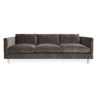 topanga sofa valhalla pewter brown velvet metal base - front view