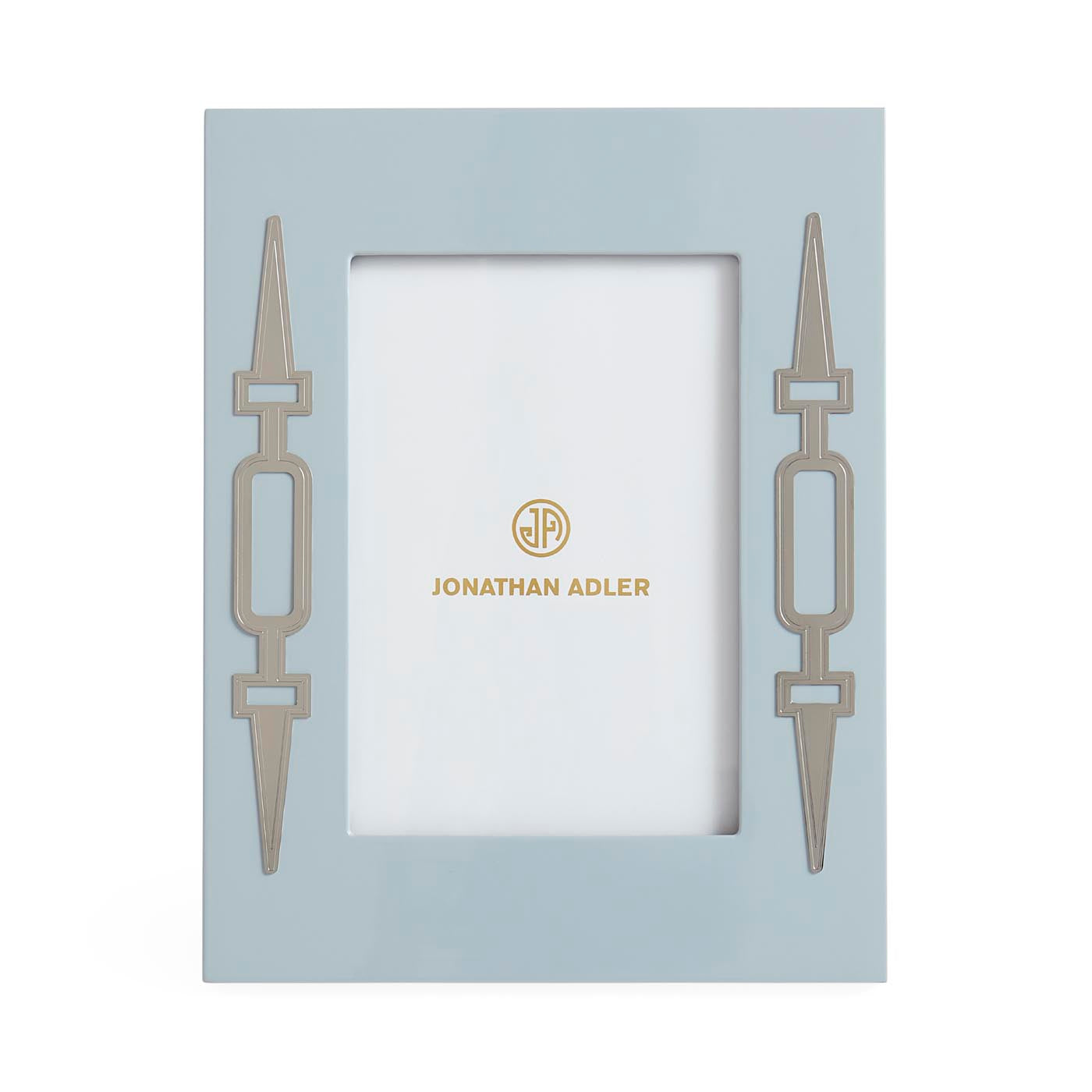 Jonathan Adler picture frame with decorative design on a light blue background