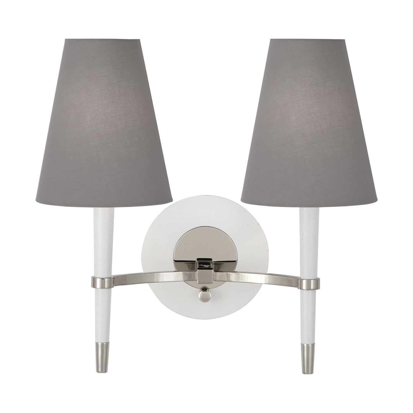 ventana double sconce ivory wood nickel - front view