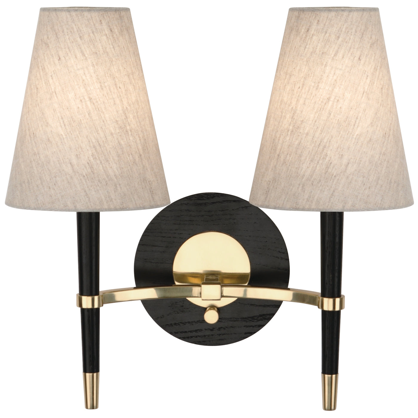 ventana double sconce ebony wood brass - front view