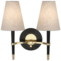 ventana double sconce ebony wood brass - front view