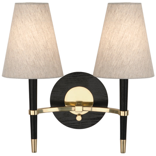 ventana double sconce ebony wood brass - front view