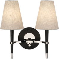 ventana double sconce ebony wood nickel - front view