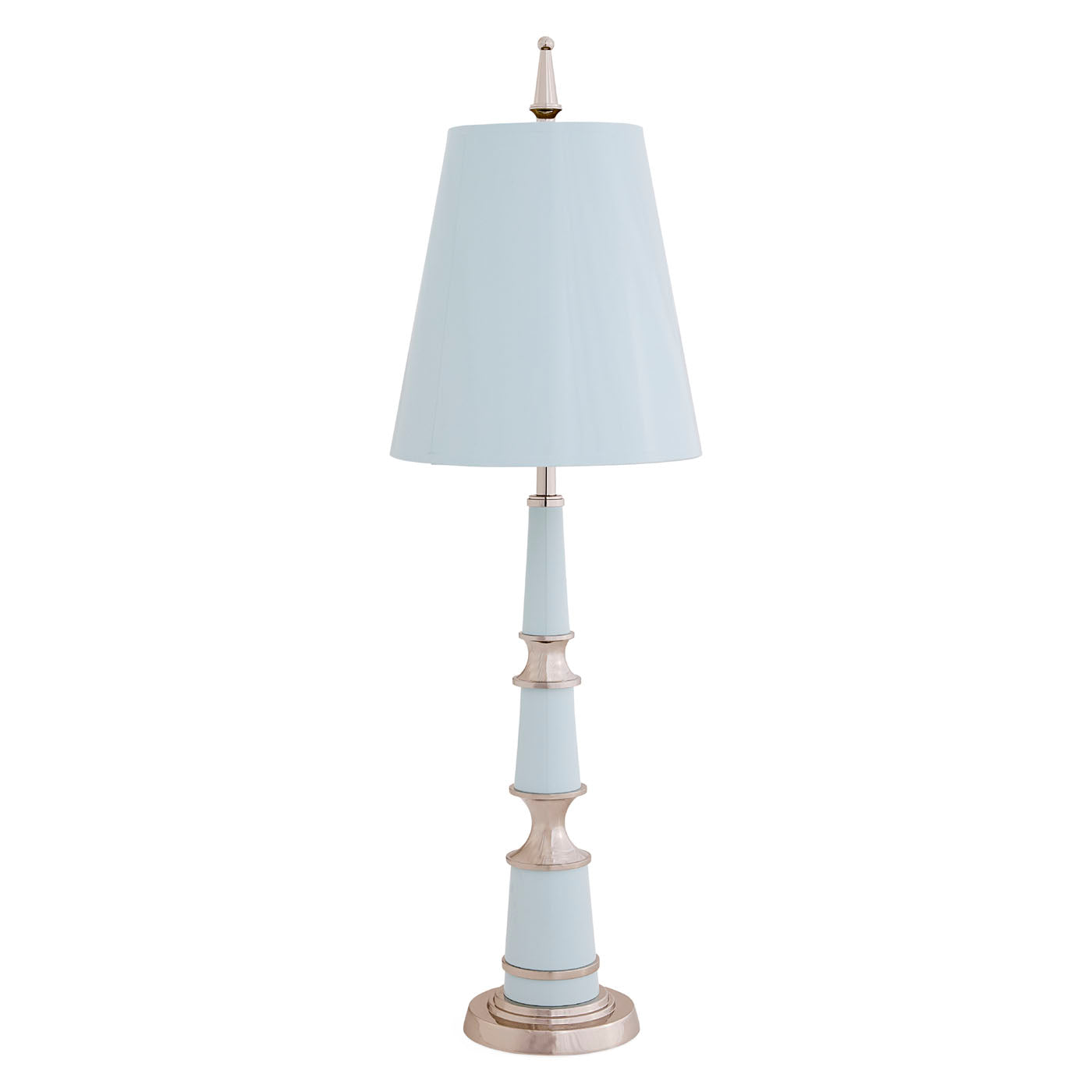 Decorative lamp with a white shade on a white background