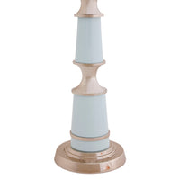 Decorative column with blue and gold design on a white background