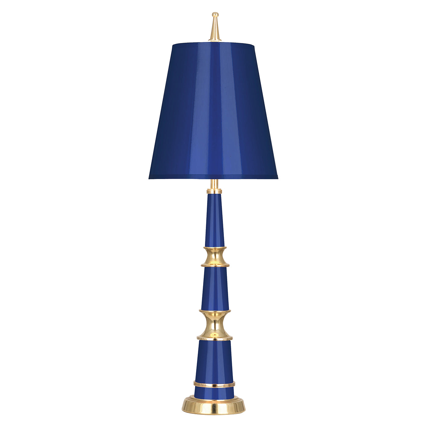 versailles buffet lamp with painted shade navy brass - front view
