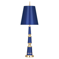 versailles buffet lamp with painted shade navy brass - front view
