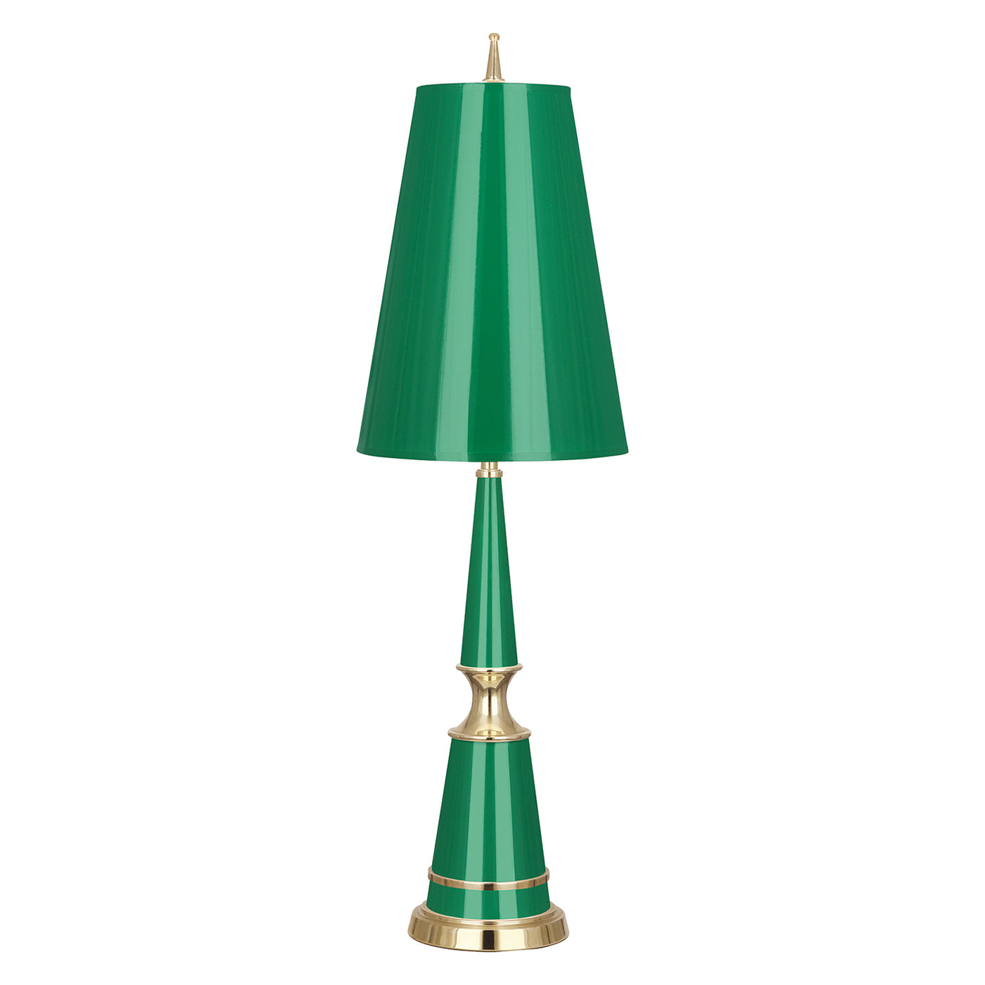 versailles table lamp with painted shade green brass - front view